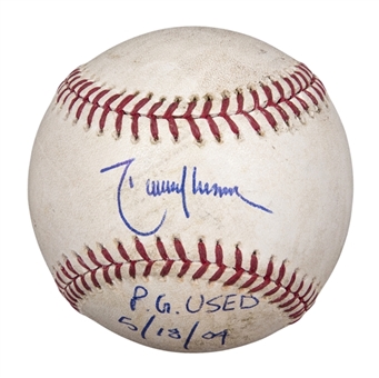 2004 Randy Johnson Game Used and Signed/Inscribed Perfect Game Baseball Used on 05/18/04 (MEARS & Beckett PreCert)